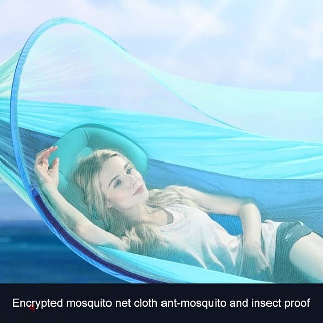 Outdoor Sleeping Hammock with Mosquito Netting, Green, 200Kg 6