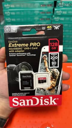 Sandisk Extreme pro microsdxc uhs-I card with adapter 128gb U3 A2 v30