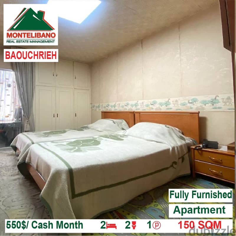 550$/Cash Month!! Apartment for rent in Baouchrieh!! 3