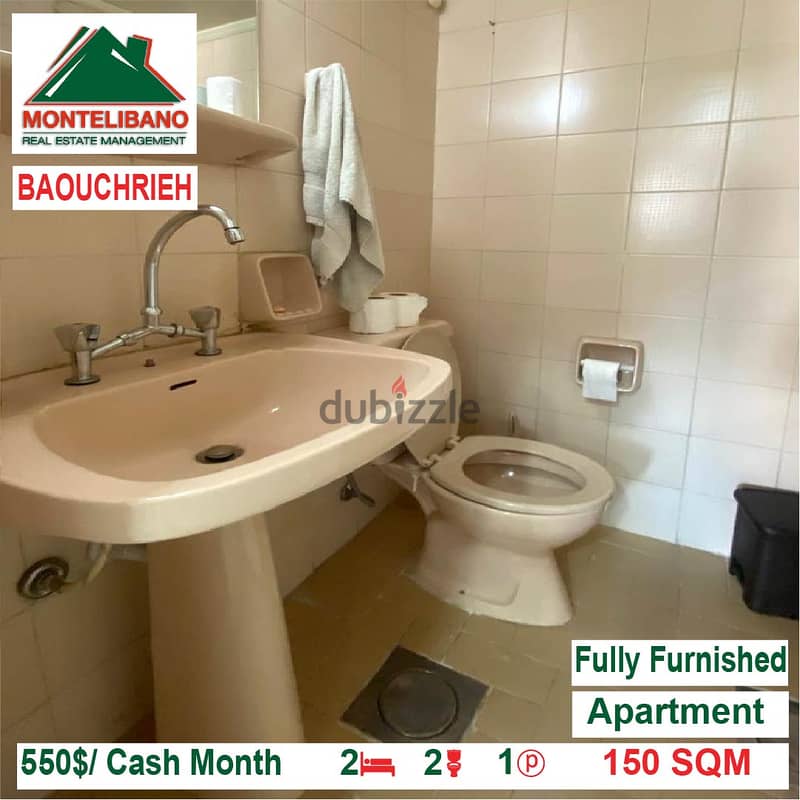550$/Cash Month!! Apartment for rent in Baouchrieh!! 5