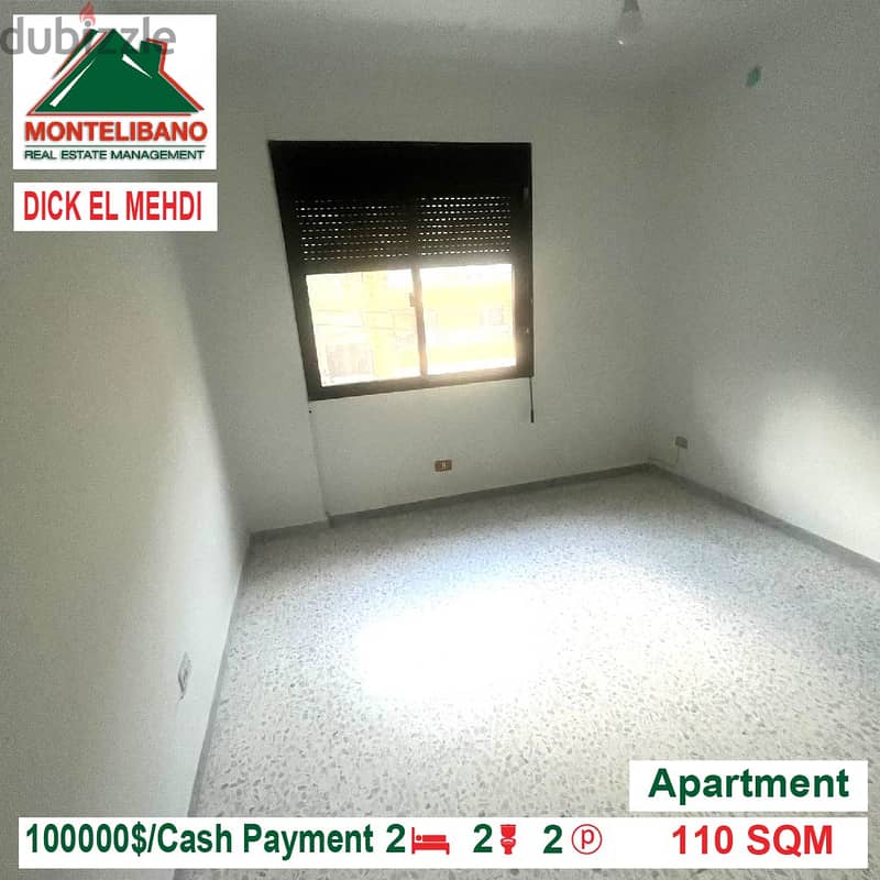 100000$!! Apartment for sale located in Dick El Mehdi 3
