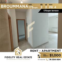 Apartment for rent in Broummana PK4 0