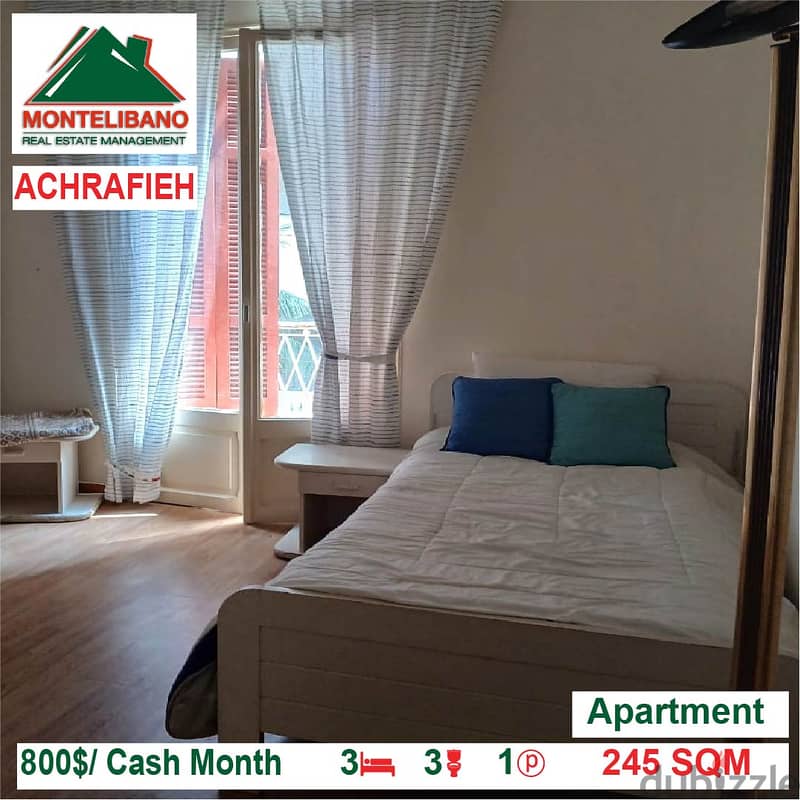 800$/Cash Month!! Apartment for rent in Achrafieh!! 3