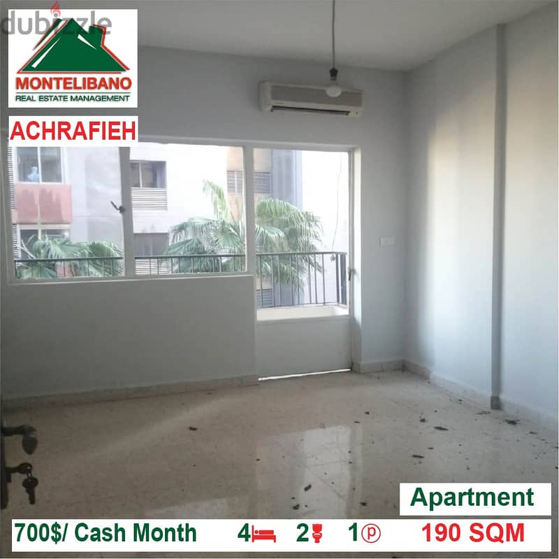 700$/Cash Month!! Apartment for rent in Achrafieh!! 1