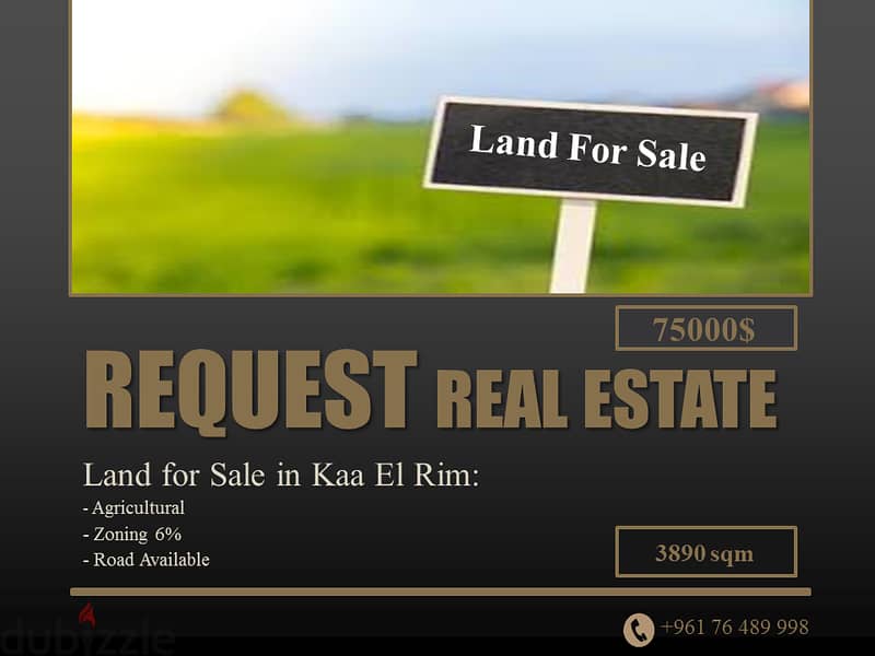 Land 3890 sqm For Sale In Kaa El Rim عقار 3890 متر للبيع في قاع الريم 0