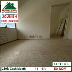 350$/Cash Month!! Office for rent in Jounieh!! Prime Location!! 0