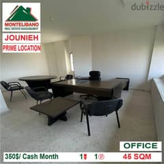 350$/Cash Month!! Office for rent in Jounieh!! Prime Location!!