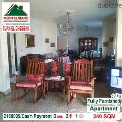 215000$!! Fully Furnished Apartment for sale in Furn El Chebbak
