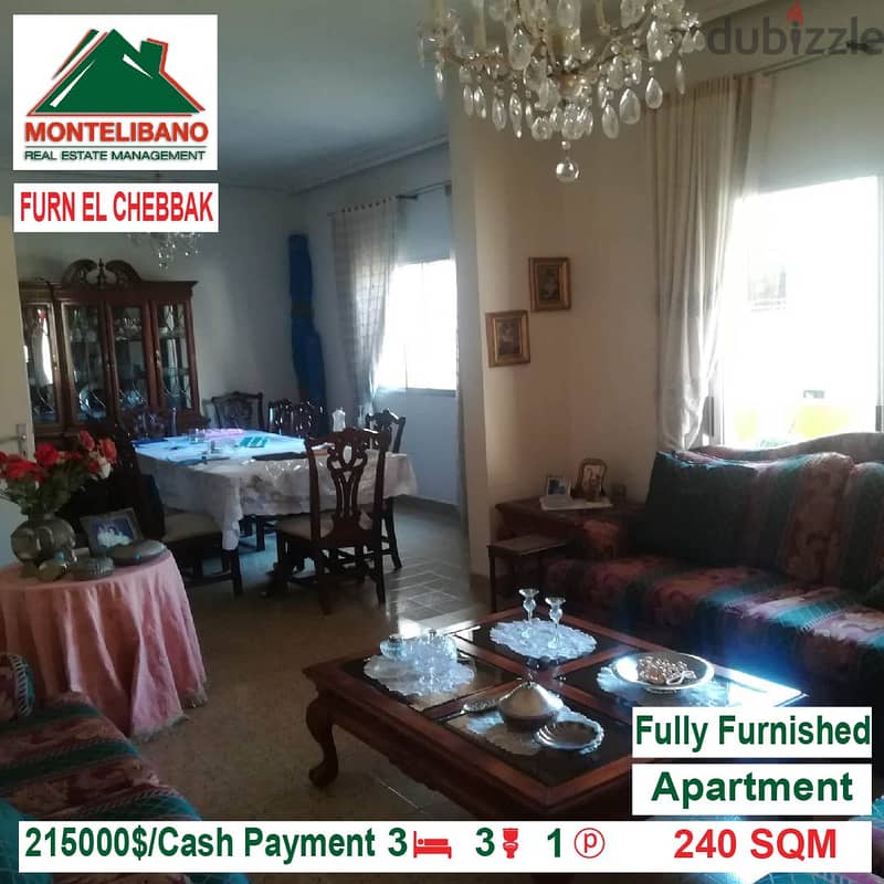 215000$!! Fully Furnished Apartment for sale in Furn El Chebbak 1