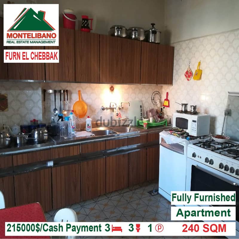 215000$!! Fully Furnished Apartment for sale in Furn El Chebbak 4