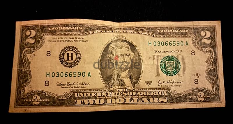 2003 SERIES A $2 DOLLAR Bill Stamp H8 H New-York "FW" (Fort Worth) 0