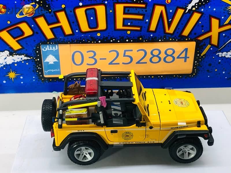 1/18 diecast YELLOW Jeep Wrangler Rubicon With Brush Fire Unit 9