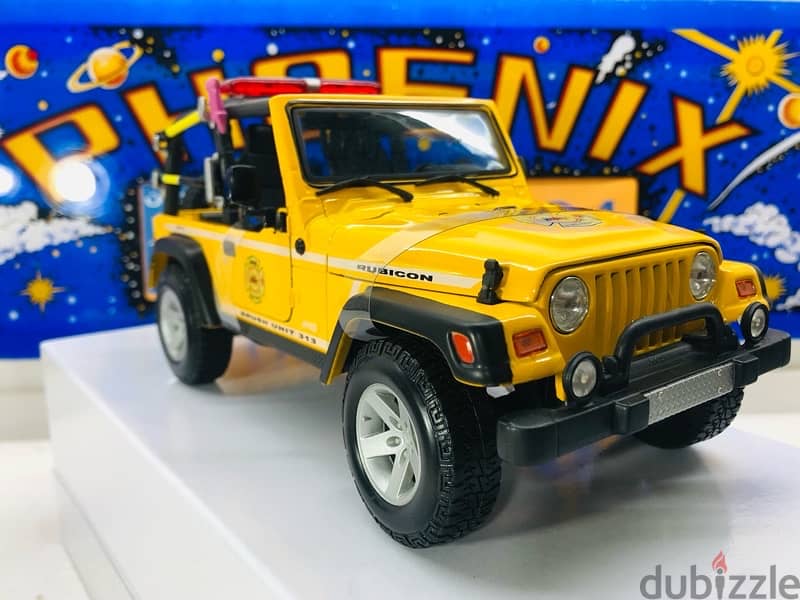 1/18 diecast YELLOW Jeep Wrangler Rubicon With Brush Fire Unit 10