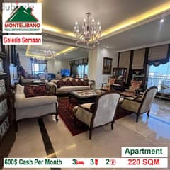 600$!! Apartment for rent located in Hadath Galerie Semaan