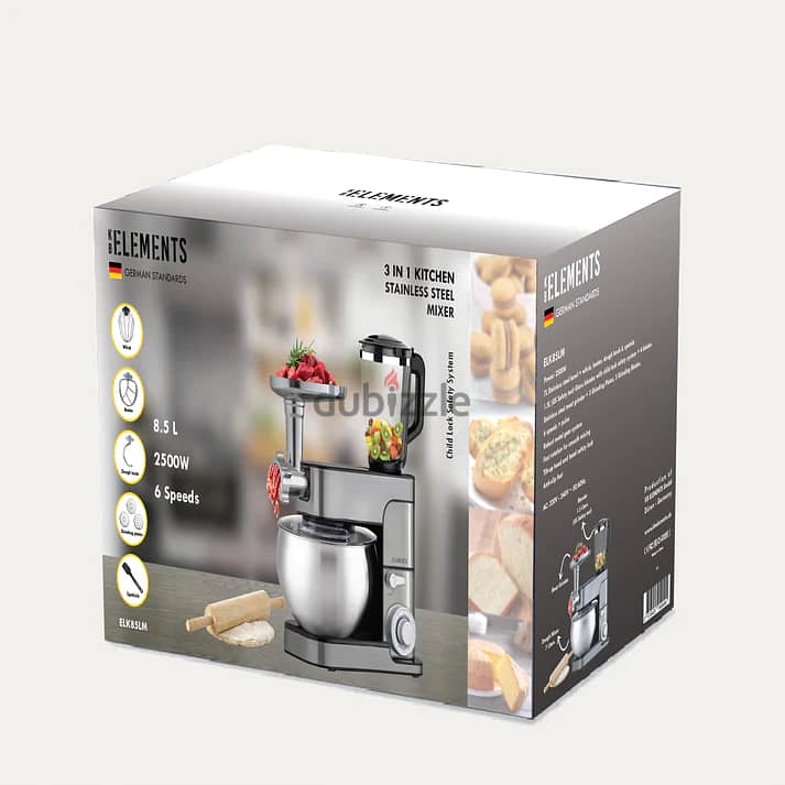 KB ELEMENTS 3 IN 1 KITCHEN STAINLESS STEEL MIXER 8.5 LITERS 1