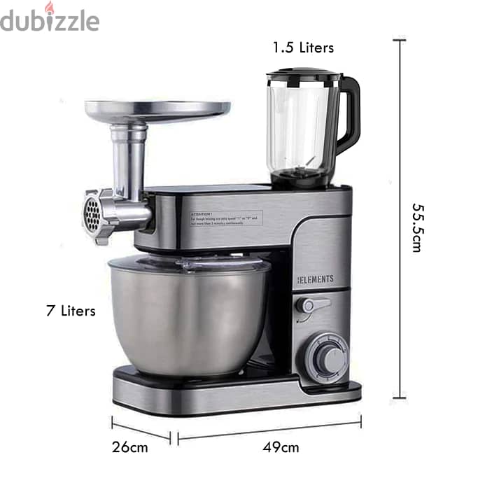 KB ELEMENTS 3 IN 1 KITCHEN STAINLESS STEEL MIXER 8.5 LITERS 9