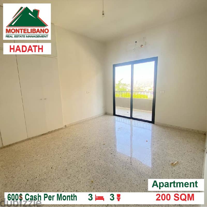 600$!! Open View Apartment for rent located in Hadath 2