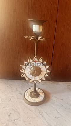 Unique piece Vintage Brass of Pearl Sun Candle holder from côted’ivoir