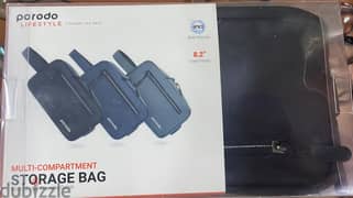 Porodo multi-compartment storage bag with 2A usb
