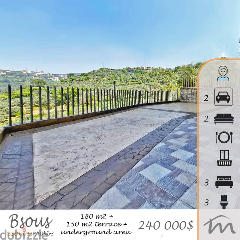 Bsous | Brand New 180m² + 150m² Terrace | Open View | 3 Bedrooms 0