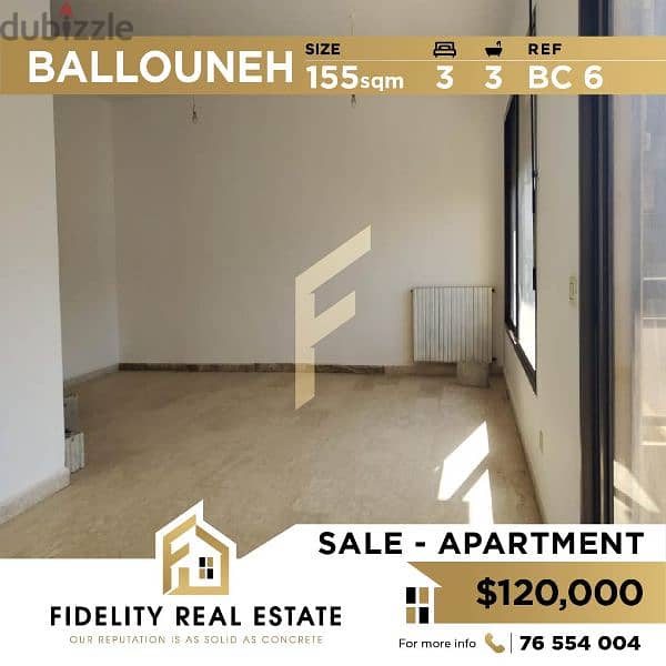 Apartment for sale in Ballouneh BC6 0