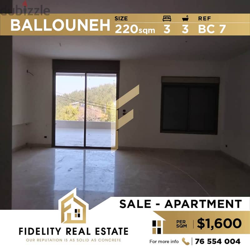 Apartment for sale in Ballouneh BC7 0