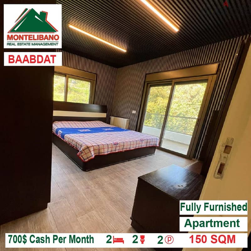 700$!! Fully Furnished Apartment for rent located in Baabdat 2