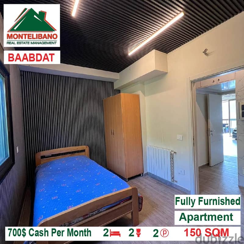 700$!! Fully Furnished Apartment for rent located in Baabdat 3