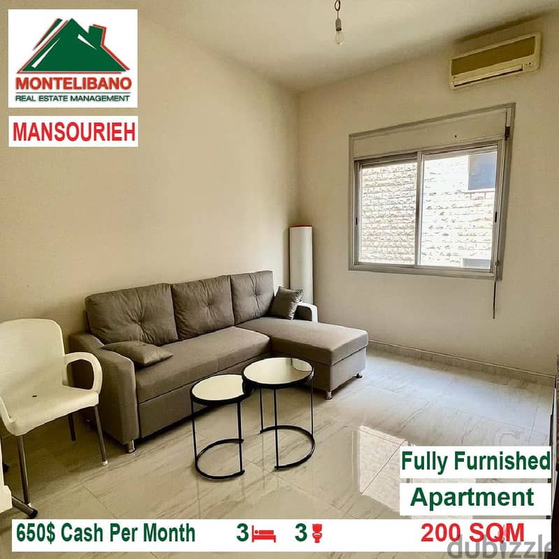 650$!! Fully Furnished Apartment for rent located in Mansourieh 1