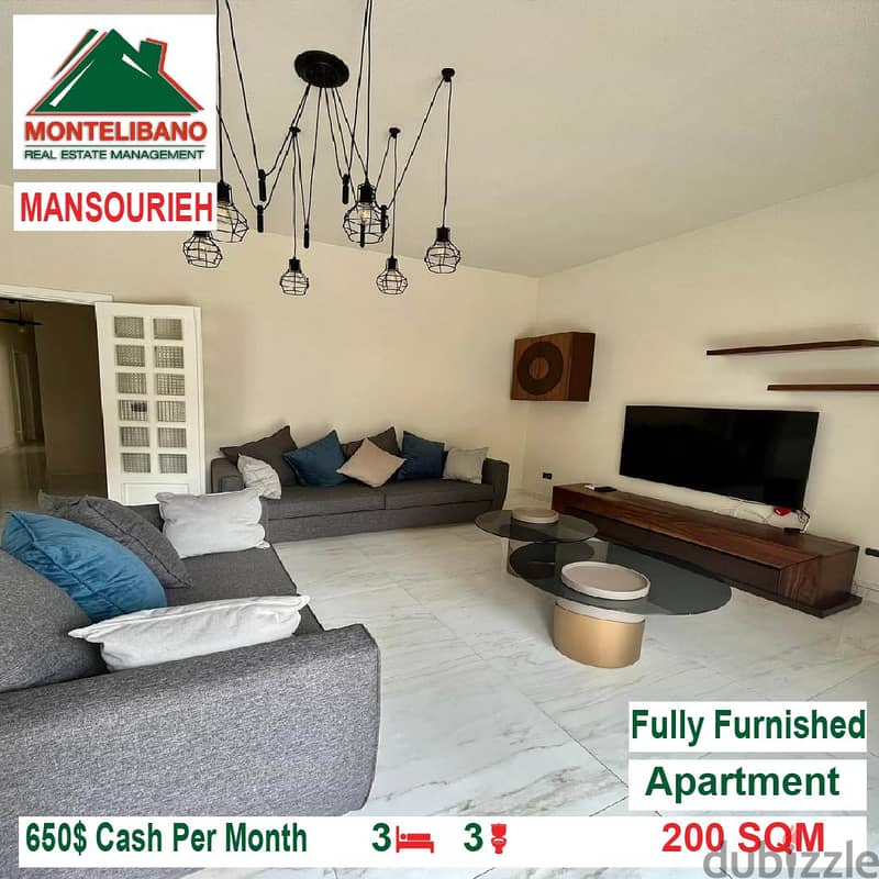 650$!! Fully Furnished Apartment for rent located in Mansourieh 2