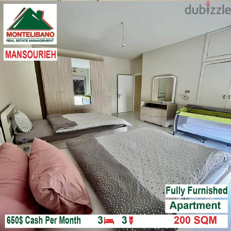 650$!! Fully Furnished Apartment for rent located in Mansourieh 4