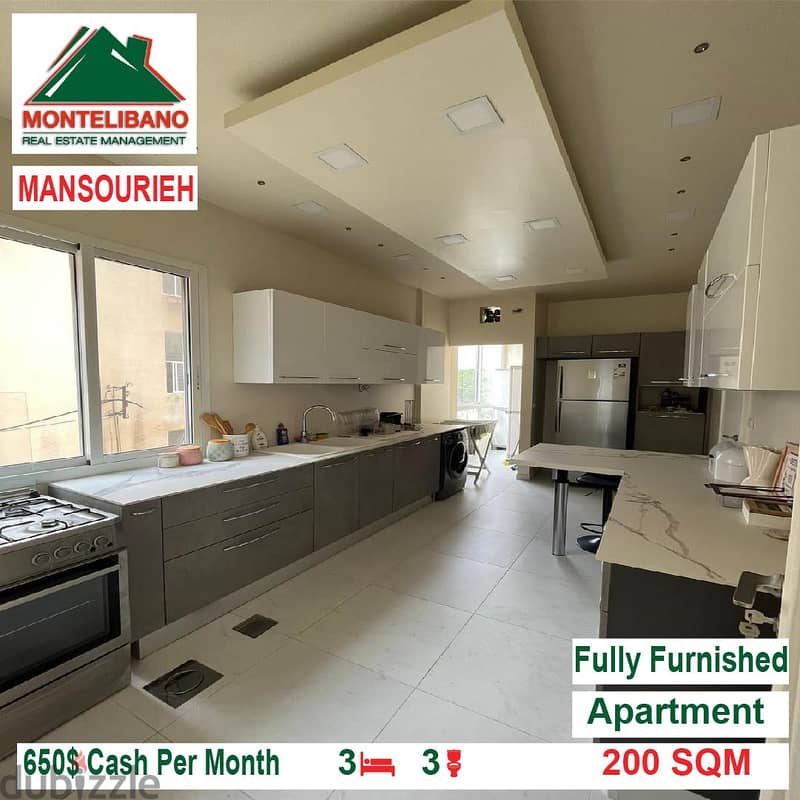 650$!! Fully Furnished Apartment for rent located in Mansourieh 7