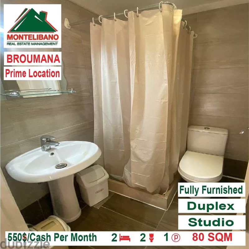 550$ Prime Location Fully Furnished Duplex Studio for rent in Broumana 3
