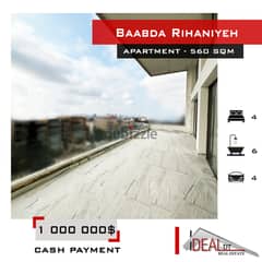 Apartment for sale in Baabda Rihaniyeh 560 SQM RF#MS8235
