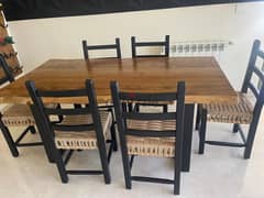 Real wood Dining table with 6 chairs