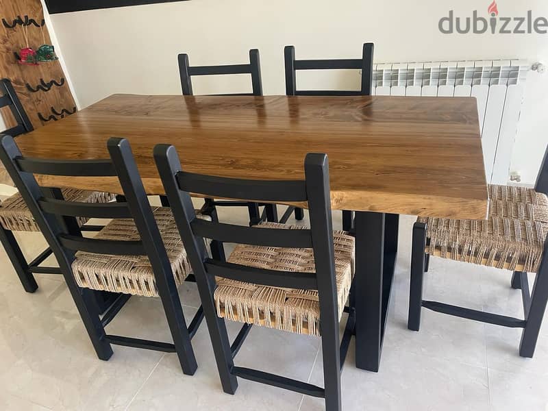 Real wood Dining table with 6 chairs 3