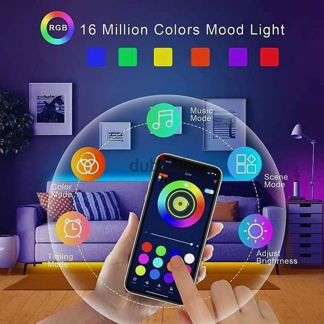 RGB LED Strip Lights, 5M Bluetooth with Remote and Light Settings 3
