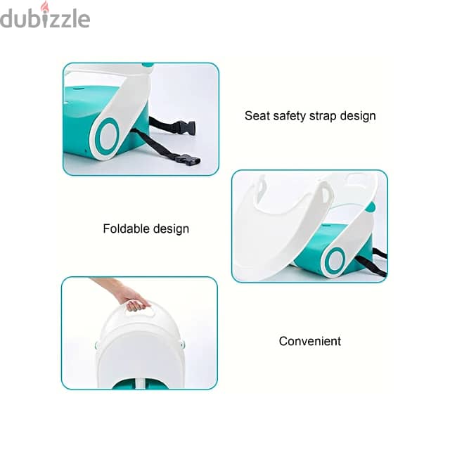 Baby Booster Seat, Foldable 3-Point Safety Feeding Chair 4