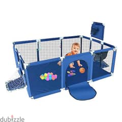 Safety Baby Playpen with Basketball and Football Hoop 0