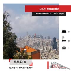 550 $ Apartment for rent in Dekwaneh Mar roukoz 160 sqm ref#chc2418