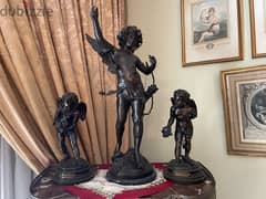 3 statues anciennes Bronze signée 0