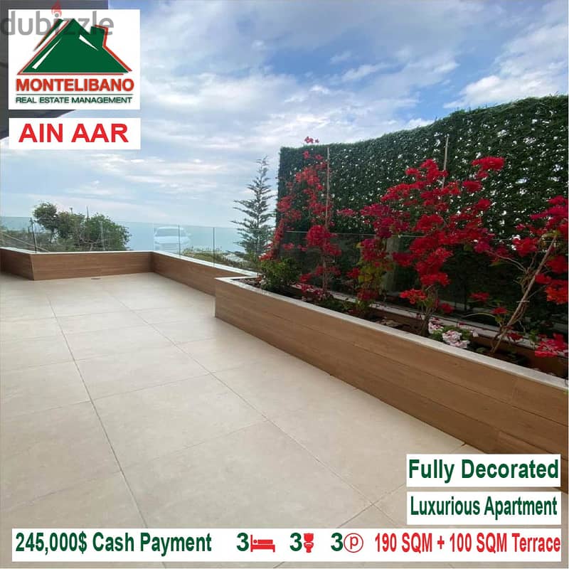 245,000$ Cash Payment!! Luxurious Apartment for sale in Ain Aar!! 2