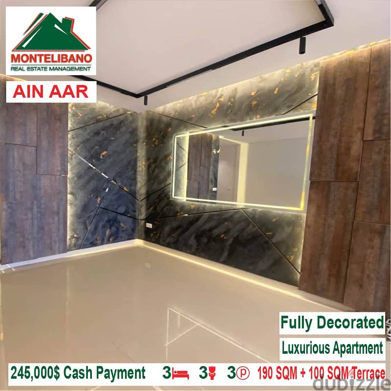 245,000$ Cash Payment!! Luxurious Apartment for sale in Ain Aar!! 1
