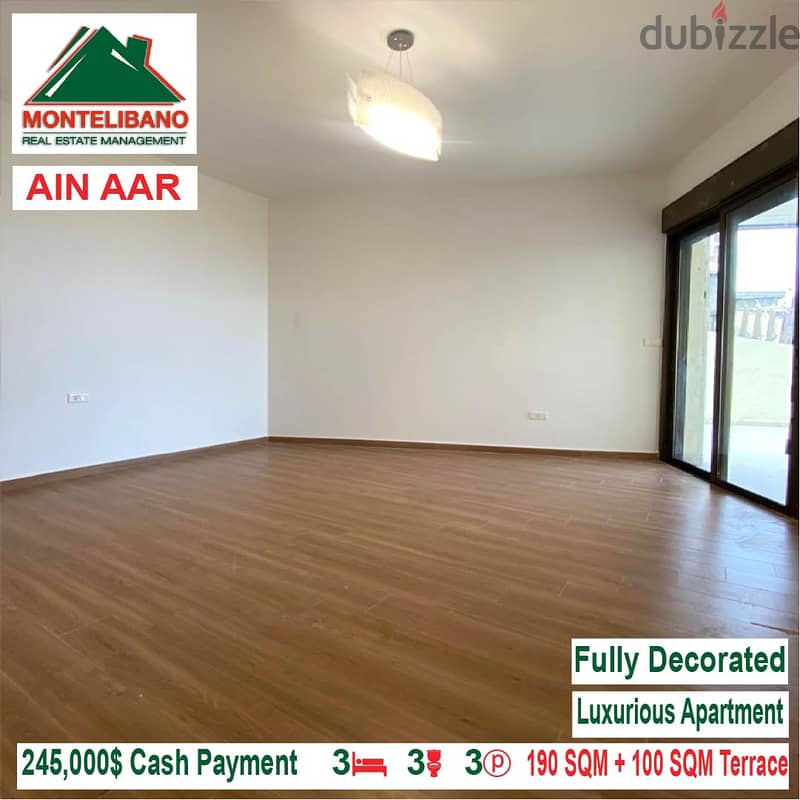 245,000$ Cash Payment!! Luxurious Apartment for sale in Ain Aar!! 3