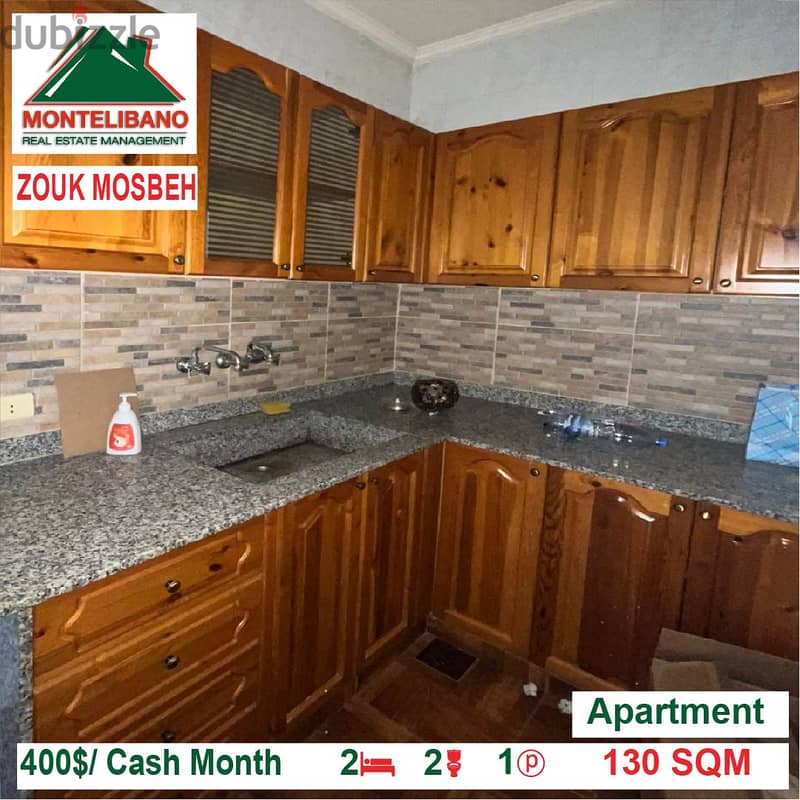 400$/Cash Month!! Apartment for rent in Zouk Mosbeh!! 3