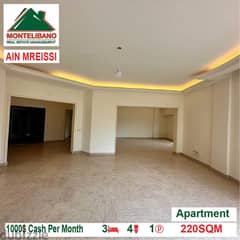 1000$!! Apartment for rent located in Ain El Mreissi