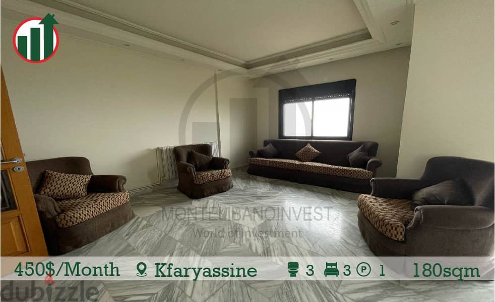 Semi Furnished Apartment for Rent in Kfaryassine! 4