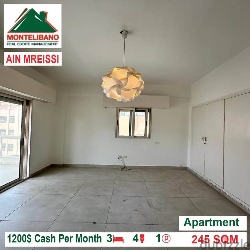 1200$!! Apartment for rent located in Ain El Mreissi 1