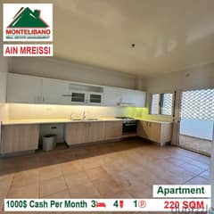 1000$!! Apartment for rent located in Ain El Mreissi 0