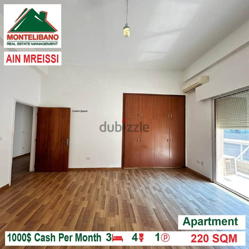 1000$!! Apartment for rent located in Ain El Mreissi 1
